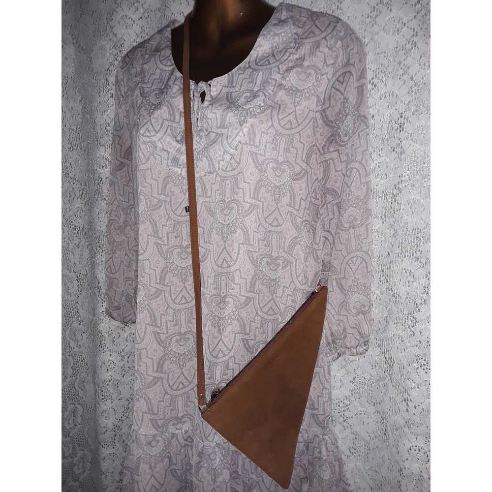 Aquatalia MIA Genuine Suede Crossbody Geometric Crossbody Bag Purse